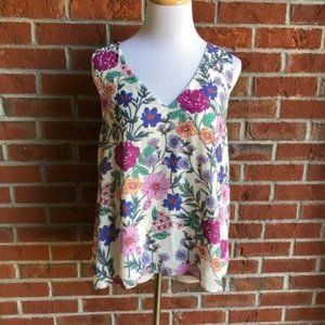 Tabitha Webb V-Neck Floral Sleeveless Top‎ - Size L